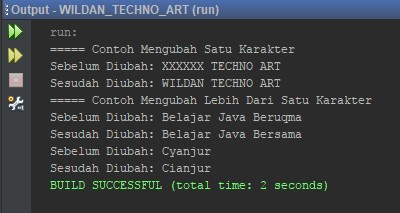 contoh penggunaan fungsi replaceString pada Java contoh penggunaan fungsi replaceString pada Java