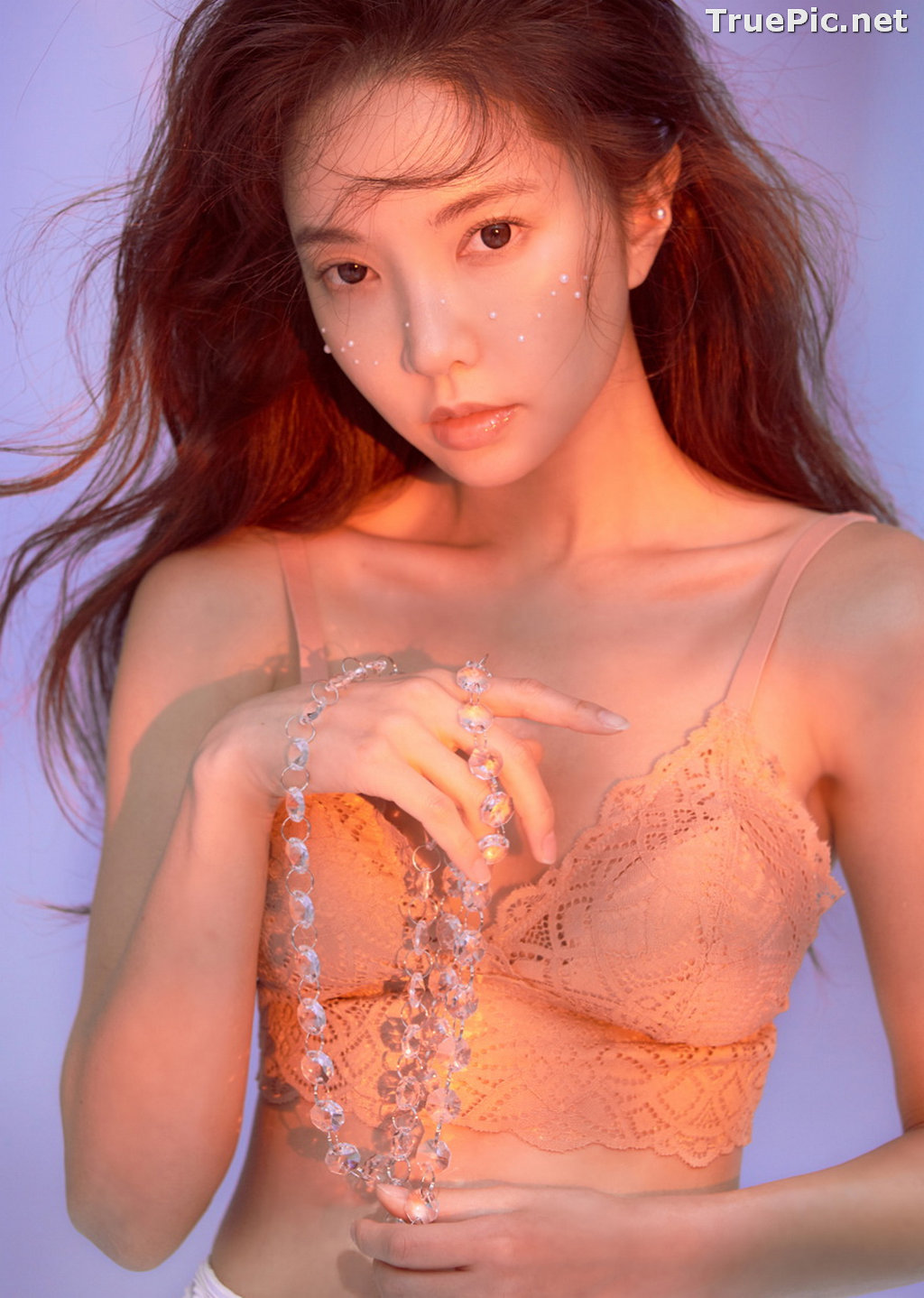 Image Korean Fashion Model - Park Soo Yeon - Salmon Pink Lingerie - TruePic.net - Picture-2