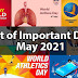 Kerala PSC GK - List of Important Days in May 2021