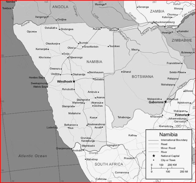 image: Black and white Namibia map