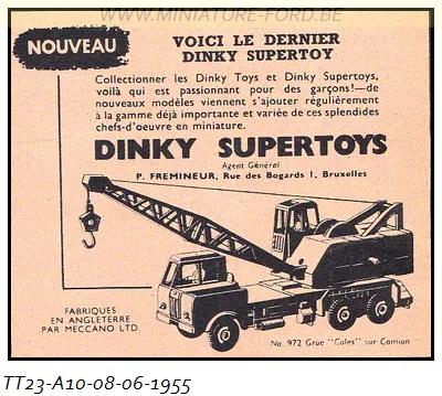 Dinky Toys, publicités de l'année 1955, réf:TT 23