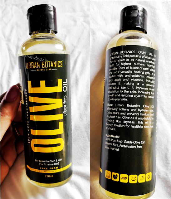 UrbanBotanics Pure Cold Pressed Olive Oil For Hair and Skin Review