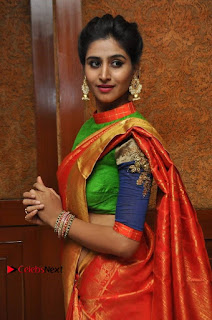 Actress Model Shamili (Varshini Sounderajan) Stills in Beautiful Silk Saree at 'Love For Handloom' Collection Fashion Show  0004