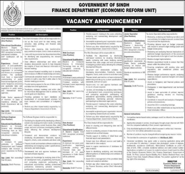 Govt JOBS OF KARACHI SINDH  TODAY JOBS DEPARTMENT GOVERNMENT OF PAKISTAN  2021 JOBS FINACE NEW JOBS