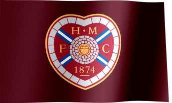The waving flag of Heart of Midlothian F.C. with the logo (Animated GIF)