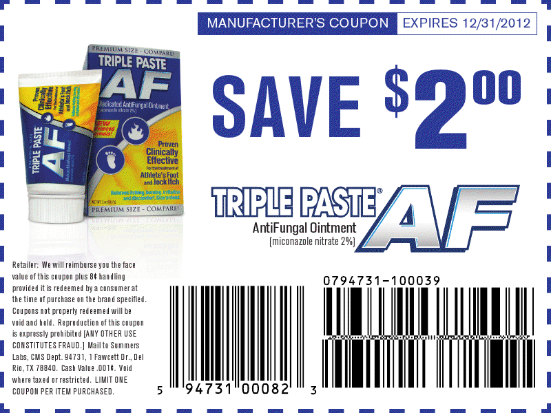 Coupon Cottage 2.00 OFF AF Triple Paste Coupon Expiress 12/31/2012