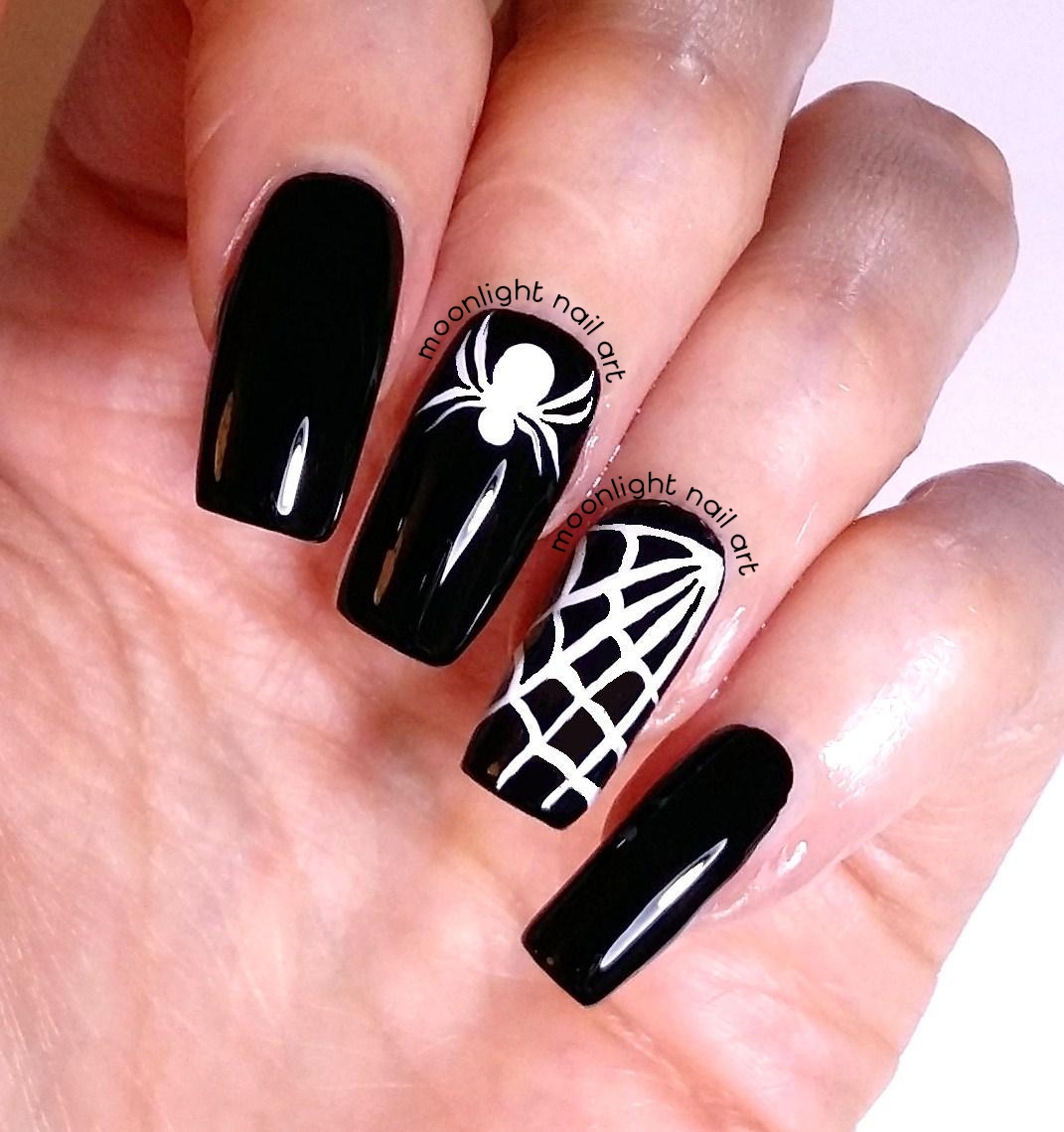 Halloween Nails Spider Web Black And White Nail Art Tutorial