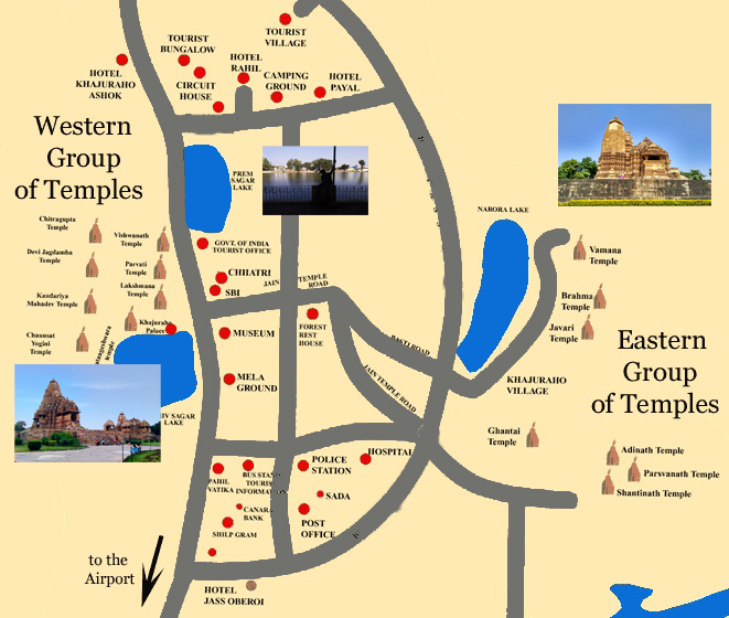 khajuraho tourist places map