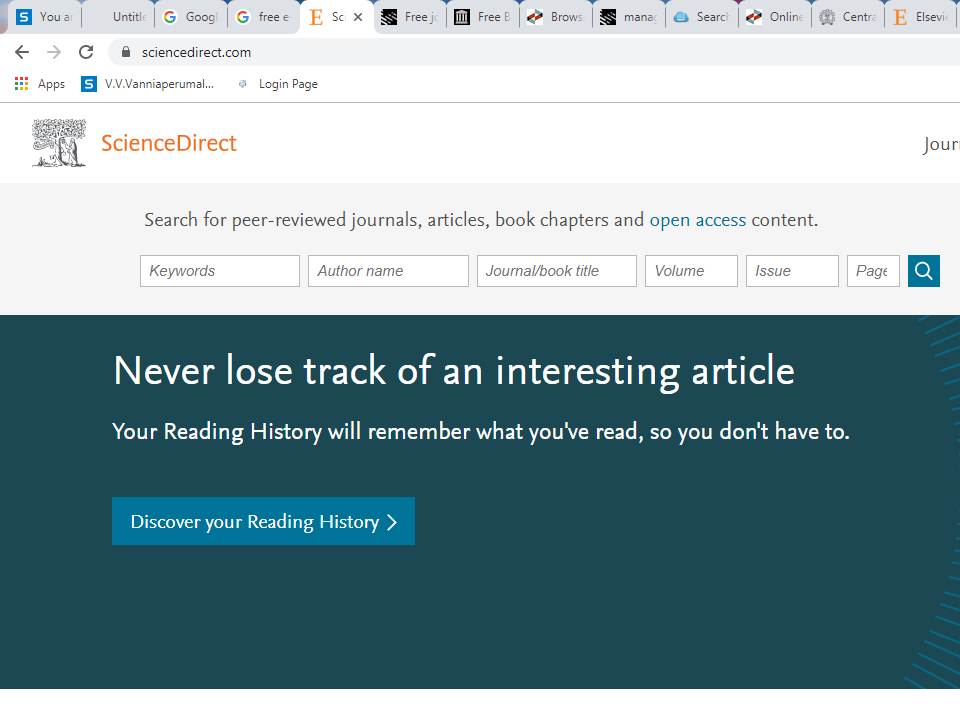V.V.V. College LIBRARY Science Direct, Springer and other eresources