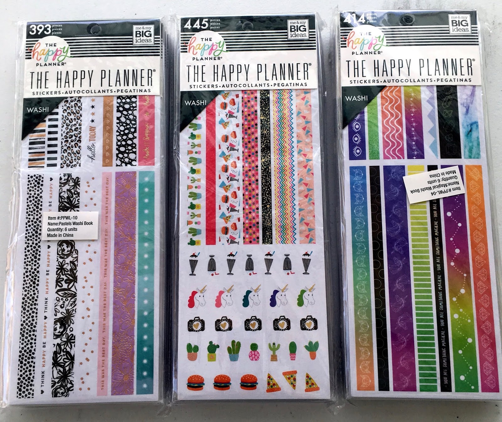 Happy Planner Washi Sticker Book-Pastels, 393/Pkg