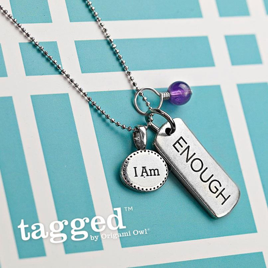 I Am Enough Tagged by Origami Owl Necklace from StoriedCharms.com