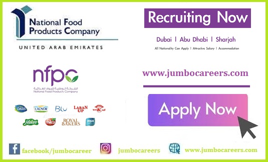 Latest National Food Products Company Job Vacancies 2023 includes NFPC Jobs in Dubai, NFPC Vacancies in Abu Dhabi
