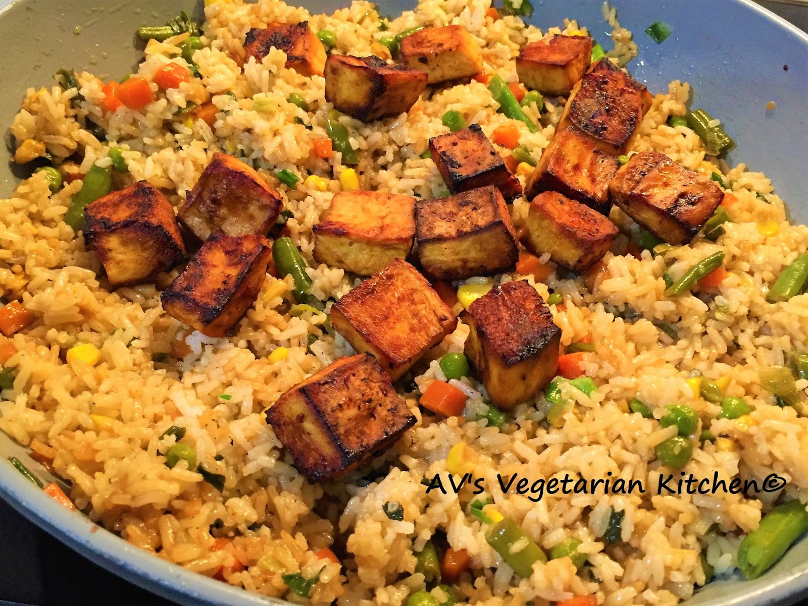 Vegan Fried Rice with Marinated Tofu