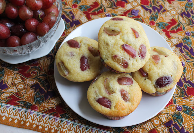Food Lust People Love: Winter Crunch grape muffins are baked until golden with those special grapes for a light and tender sweet treat perfect for breakfast or snack time.