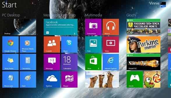 Schermata Start Windows 8