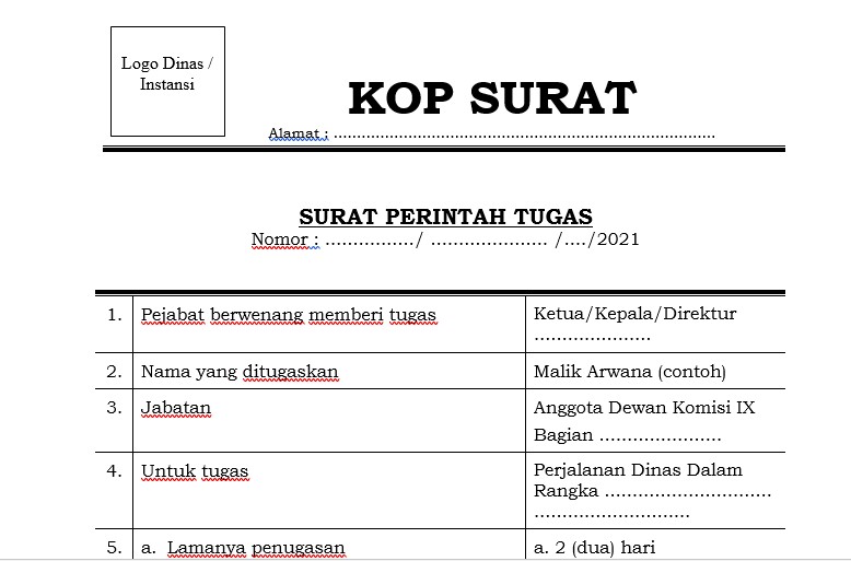 Contoh Surat Tugas Perjalanan Dinas Lengkap Contoh Surat