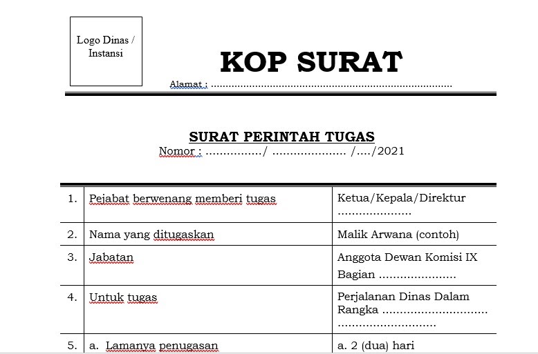 Contoh Surat Tugas Perjalanan Dinas Lengkap Contoh Surat