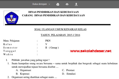 Soal UKK PKn Kelas  5 dan Kunci Jawabannya Informasi 