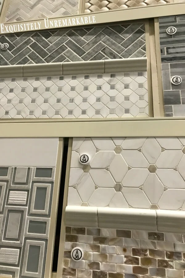 Random tiles samples from a showroom floor