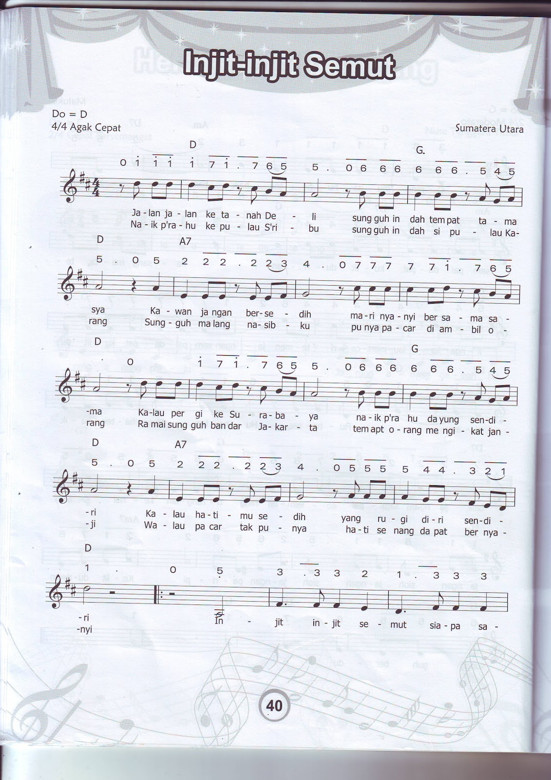 32 Lagu Daerah Dengan Not Angkan dan Not Balok