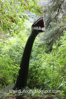 A terrifying statue of Elasmasuarus(?) at Prehistoric Gardens