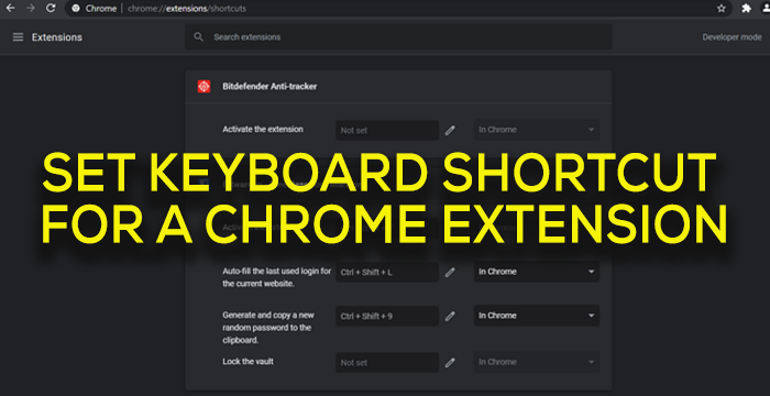 Establecer atajo de teclado para una extensión de Chrome