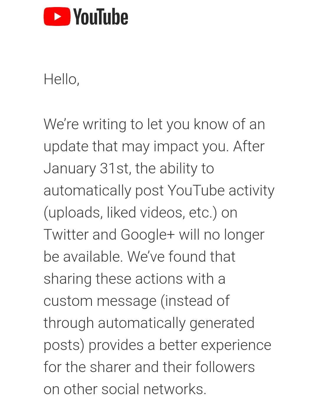 removing option to automatically share to Twitter and Google+