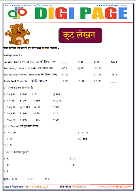 DP | CODING DECODING | 29 - JAN - 17 DP | CODING DECODING | 29 - JAN - 17