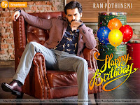ram pothineni happy birthday photo, sitting on couch in blue jeans and peach color coat [pic download]