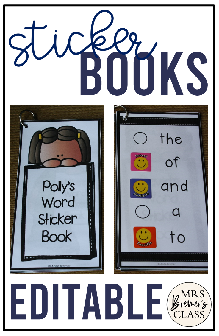 EDITABLE Word Sticker Books! Mrs. Bremer's Class