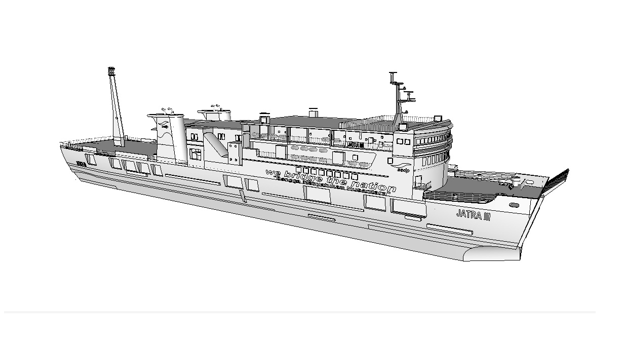 Bengkel Komputer Desain Gambar 3D Kapal  ferry Jatra III 