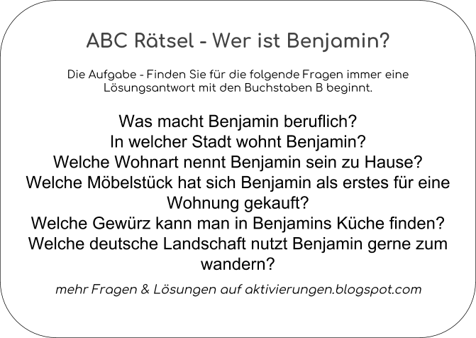 Aktivierungen Soziale Betreuung Abc Ratsel Wer Ist Benjamin