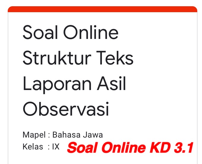 Soal Online Struktur Teks Laporan Asil Observasi Wasis Basa Jawa