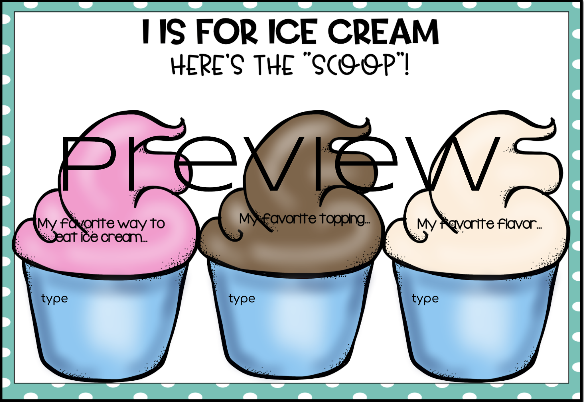 1st Grade Hip Hip Hooray! Ii is for Ice Cream...ABC Countdown to Summer!!