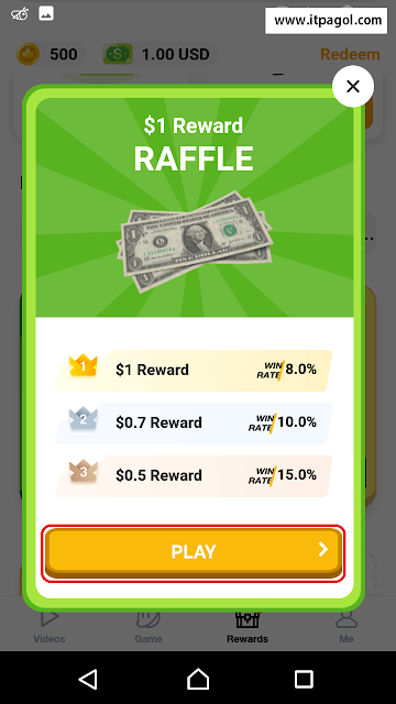 Play RAFFLE To Earn $1 Reward.