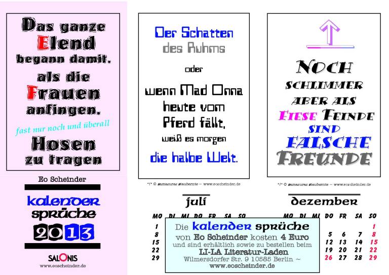 Neue Sprüche... Dezember 2012