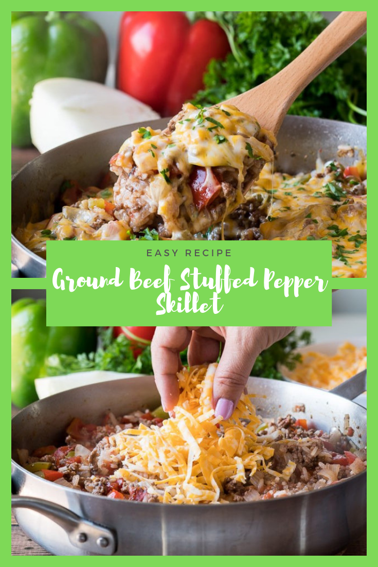 GROUND BEEF STUFFED PEPPER SKILLET #dinner #healthyrecipes #vegan GROUND BEEF STUFFED PEPPER SKILLET #dinner #healthyrecipes #vegan