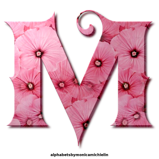 M. Michielin Alphabets: PINK FLORAL AGRELOY ALPHABET AND ICONS PNG