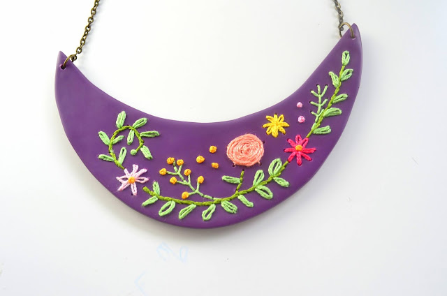 tutorial collar bordado arcilla polimérica