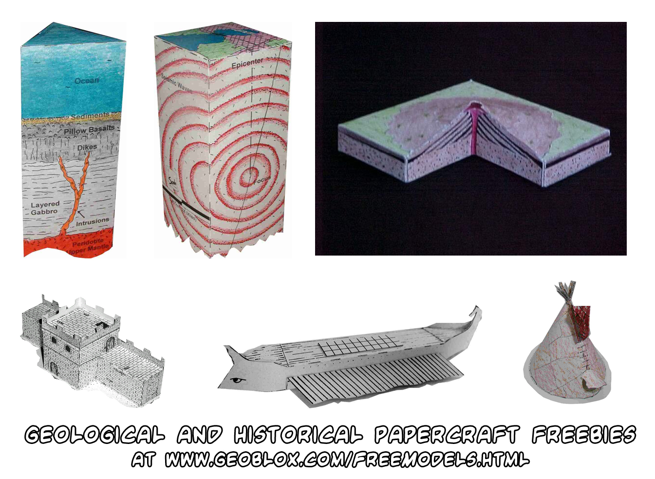 Ninjatoes' papercraft weblog: papercraft geological and historical freebies