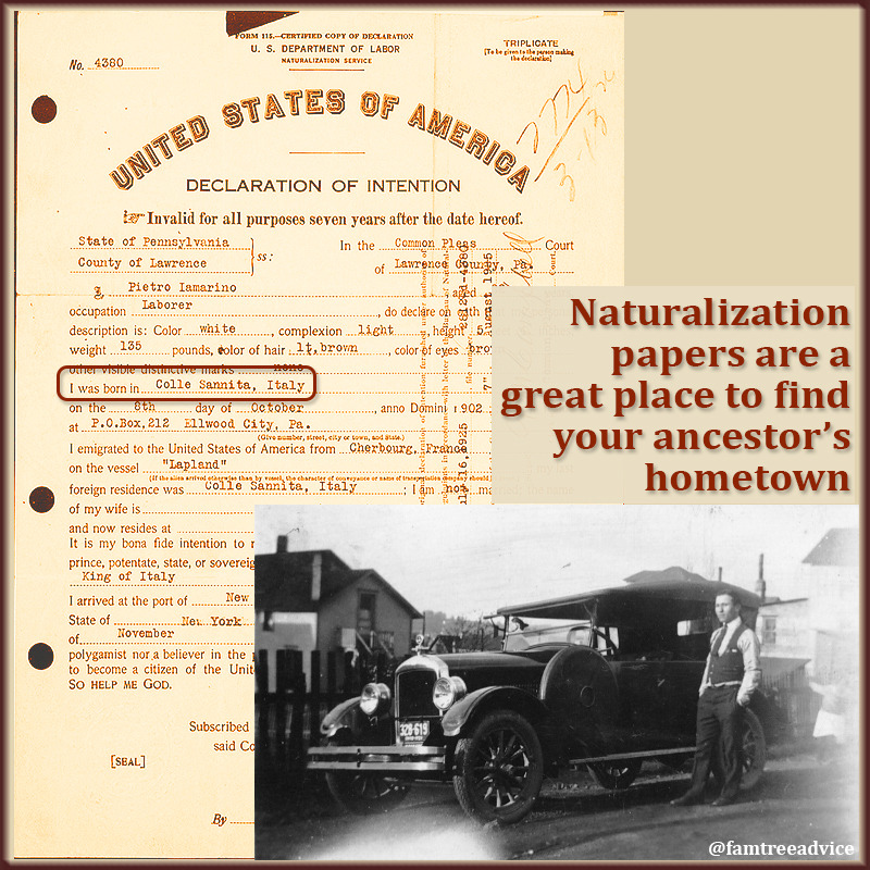 A thorough naturalization form can give you a ton of places, dates, names, and facts you need.
