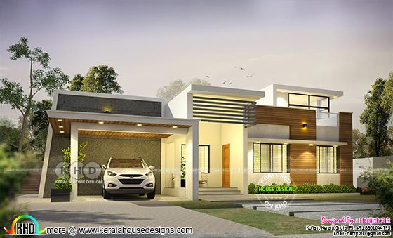 1600 sq-ft modern single floor Kerala home
