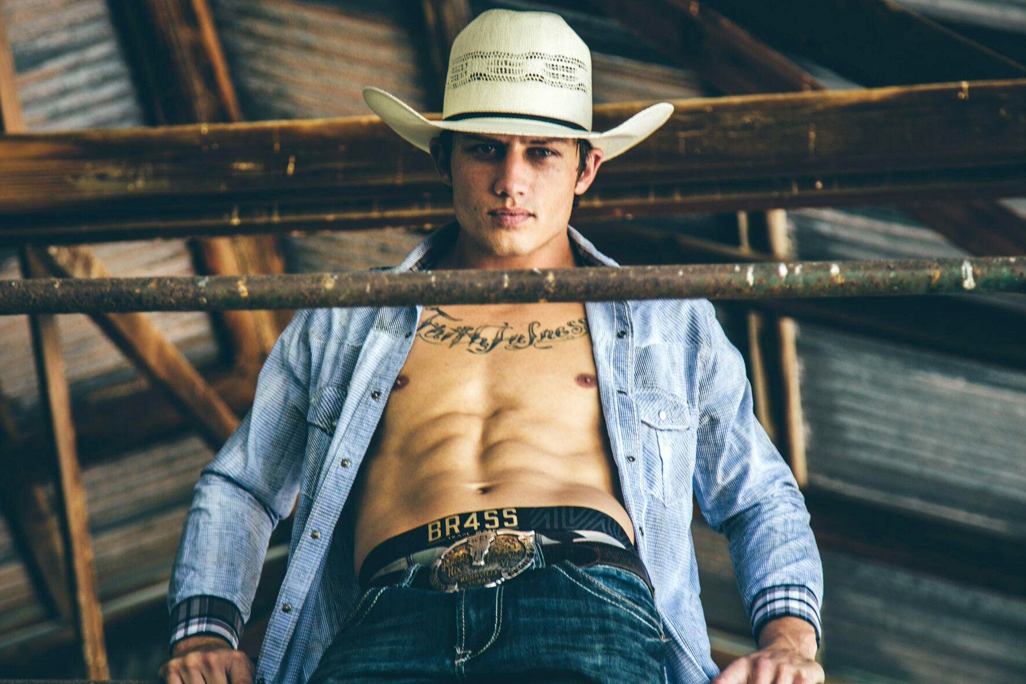 Bonner Bolton Pro Rodeo stud shows his cock and hole.