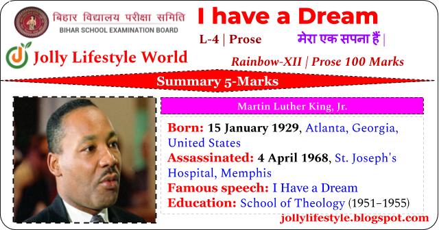 I have a Dream Summary- Martin Luther King (Bihar Board) | Hindi & English