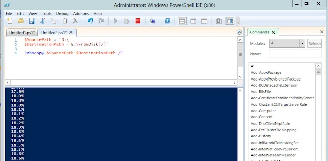 bash copy in powershell with robocopy