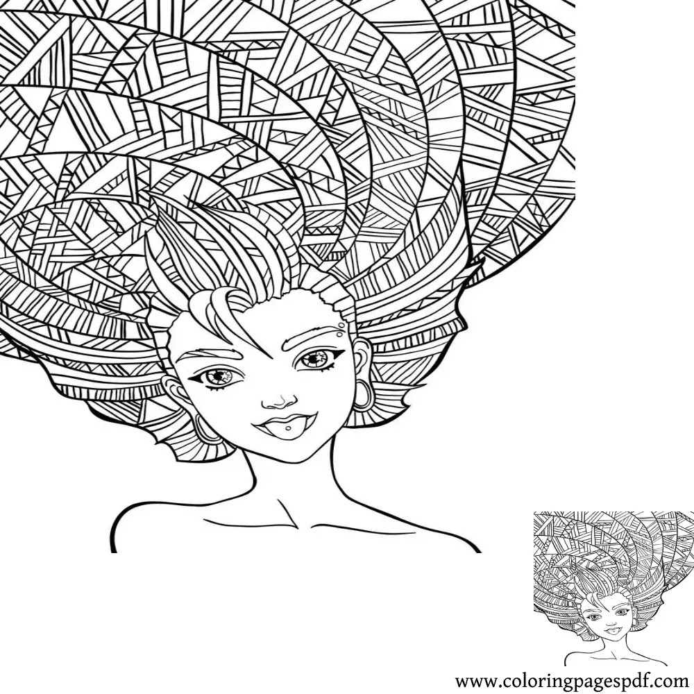 Coloring Page Of An Upgoing Hair Mandala
