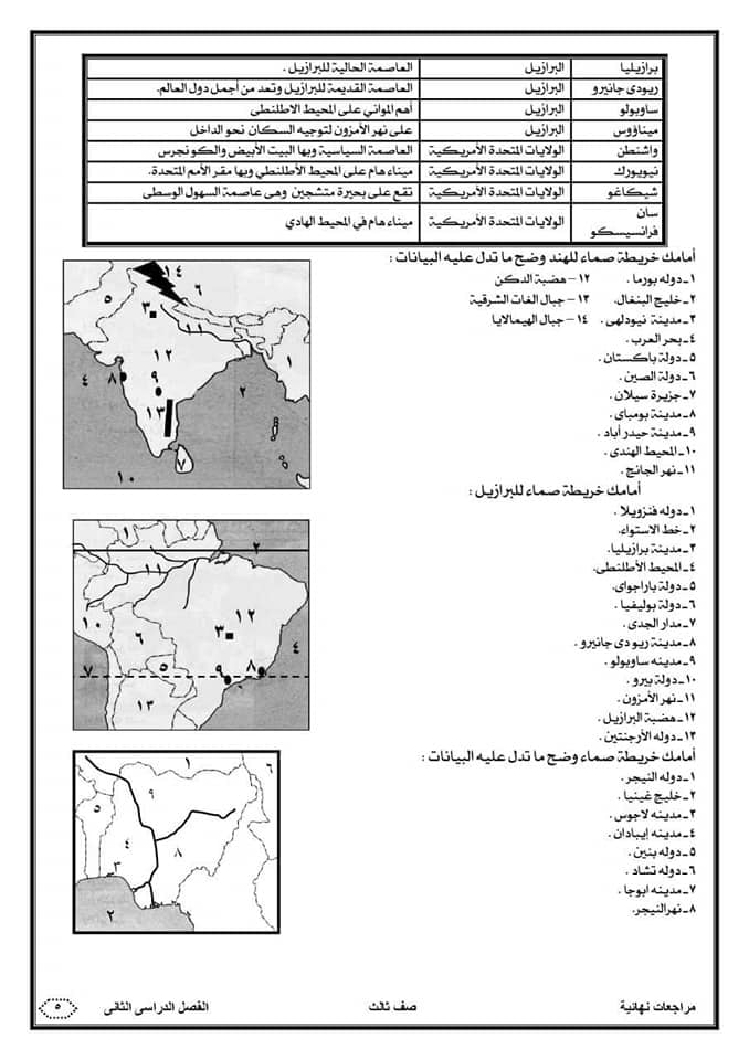 مراجعة نهائية دراسات الصف الثالث الإعدادي ترم ثاني 5