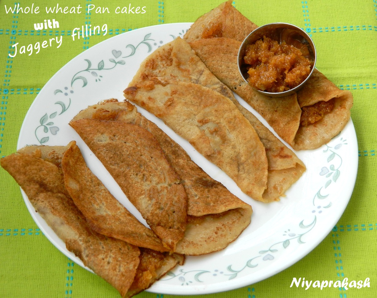 Niya's World Whole wheat Pancakes with Jaggery Filling (Govva Polo