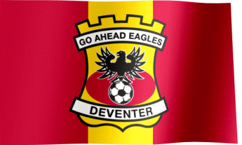 The waving flag of Go Ahead Eagles with the logo (Animated GIF) (Vlag van Go Ahead Eagles)