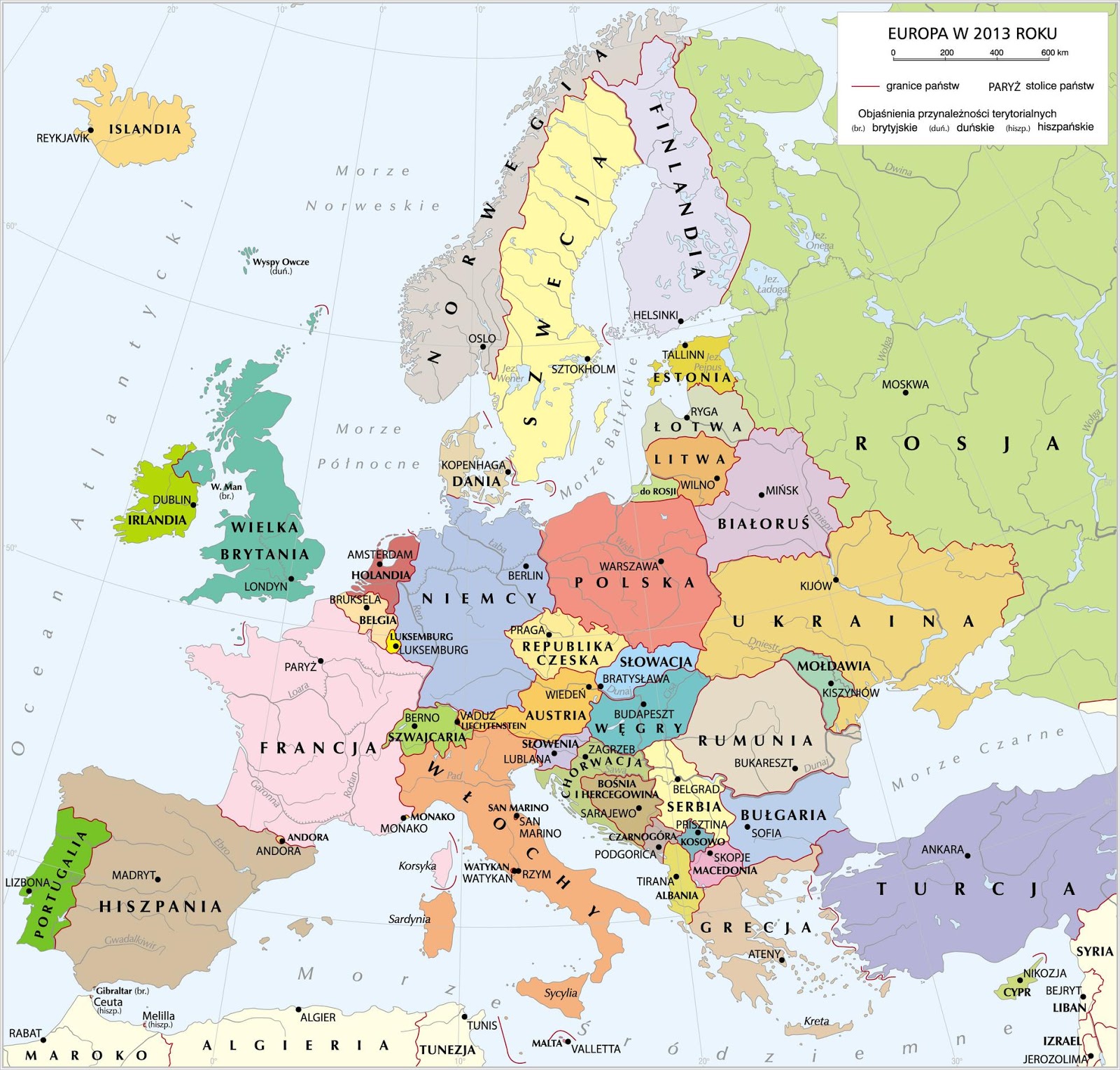 Mapa Europy Państwa Po Polsku Klasa 6.